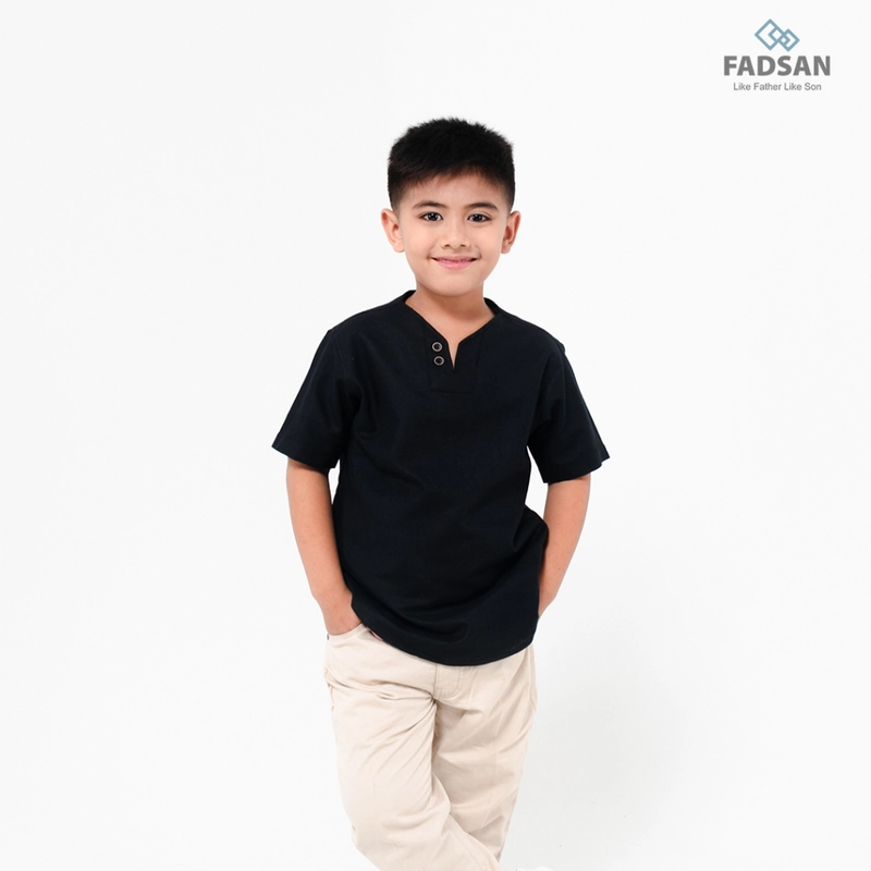 Product image FADSAN - Koko Couple Ayah dan Anak Lengan Pendek Bahan Katun Linen Warna Black - Mono Series SIZE ANAK XS MONO BLACK
