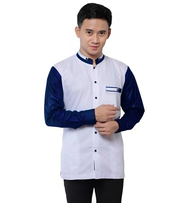 Product image Batik Mafaza - Baju koko pria dewasa simpel terbaru lengan panjang motif scoder navy M Scoder navy