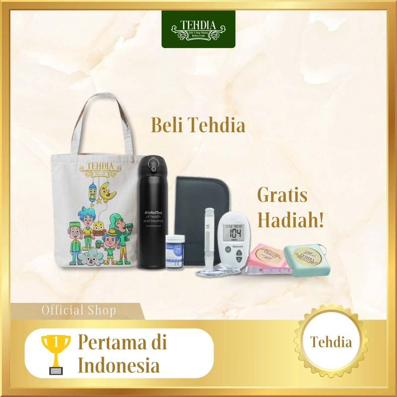 Product image TEHDIA - TEHDIA Leci 20s 1 box dan Alat Cek Gula Darah 150gr Merah