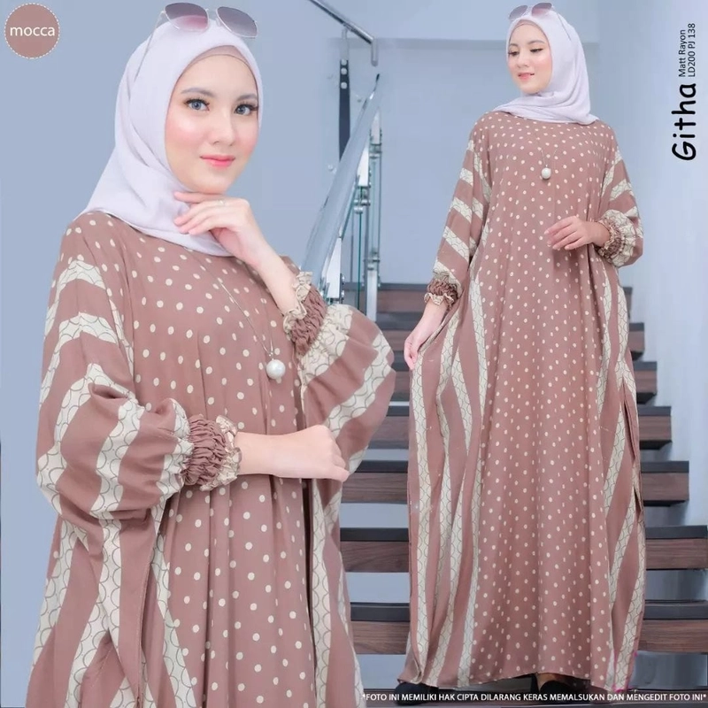 Product image Batik Ayodha - KAFTAN GITHA POLKA JUMBO ALLSIZE Allsize Mocca