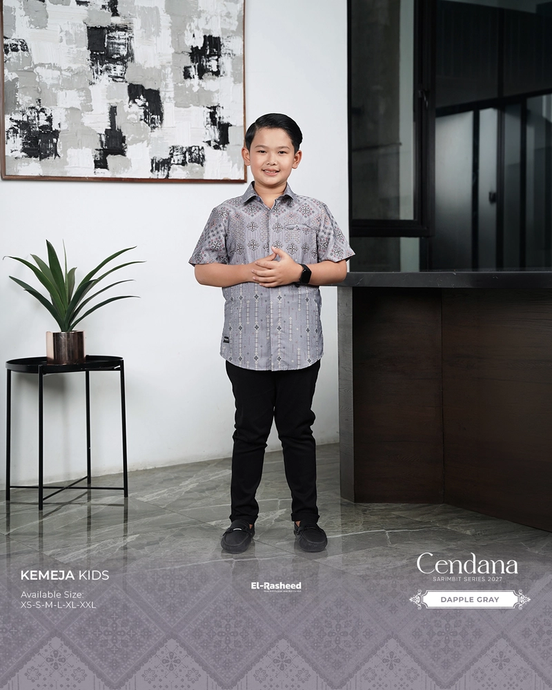 Product image Yasmeera Official - SARIMBIT 2027 CENDANA SERIES WARNA DAPPLE GRAY XS KEMEJA ANAK