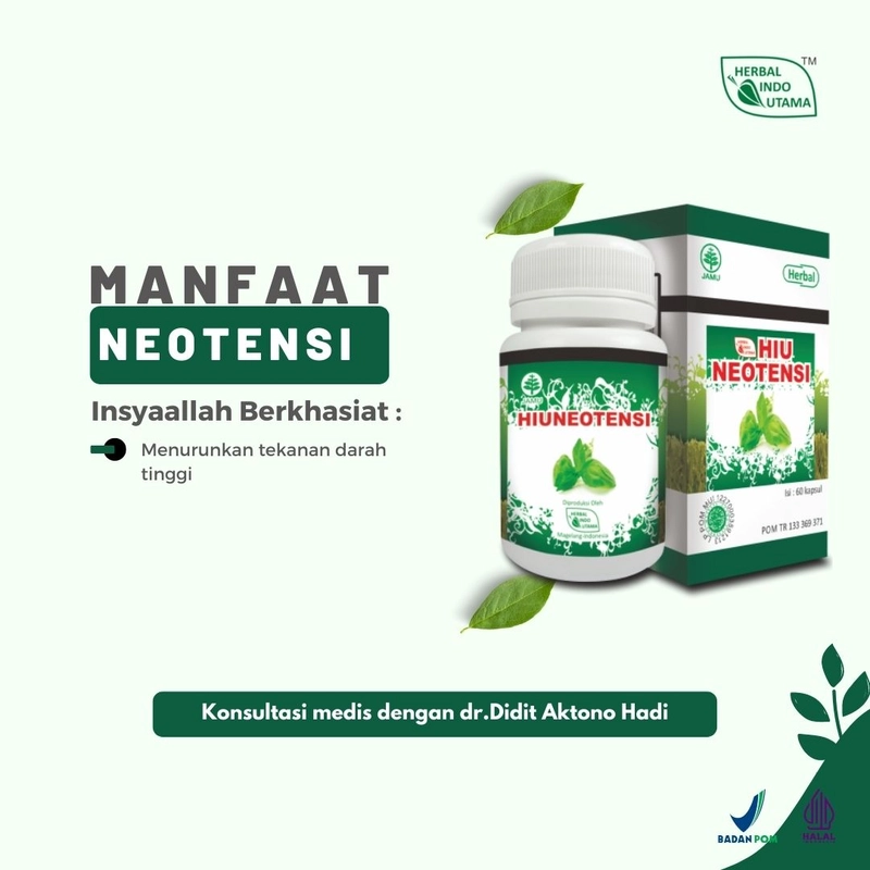 Product image Herbal Indo Utama - HIUNEOTENSI Obat Herbal Hipertensi Turunkan Tekanan Darah Tinggi 60 Kapsul 60 kapsul Kapsul serbuk