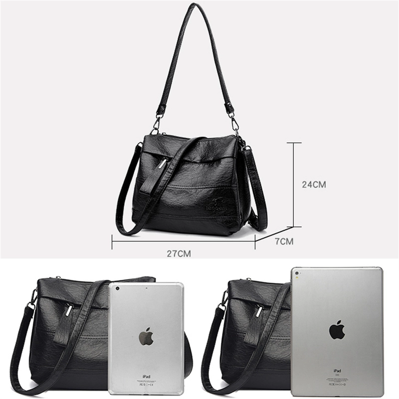 Product image Tas Selempang dan Bahu Wanita Shireen Sling Bag Bahan Semikulit Sintesisi Banyak Saku Banyak Warna Medium Hitam