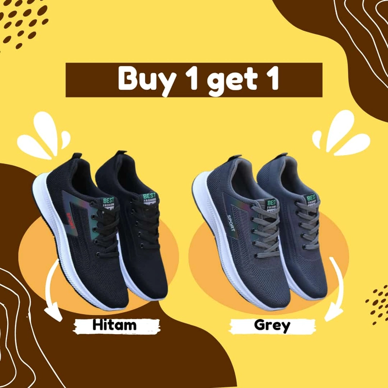 Product image Koekita - Paket Kombinasi Buy 1 Get 1 Sepatu Kets Sneakers Sport Pria New Trendy 2022 Fs-06 43 Hitam & Grey