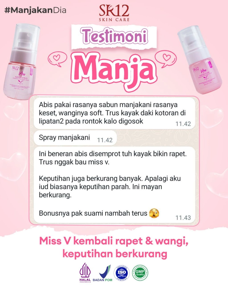 Product image SR12 Miss Manja Wash Dan Spray Mengatasi Bau Tak Sedap Keputihan Dan Gatal-Gatal 40 ml Manja Spray