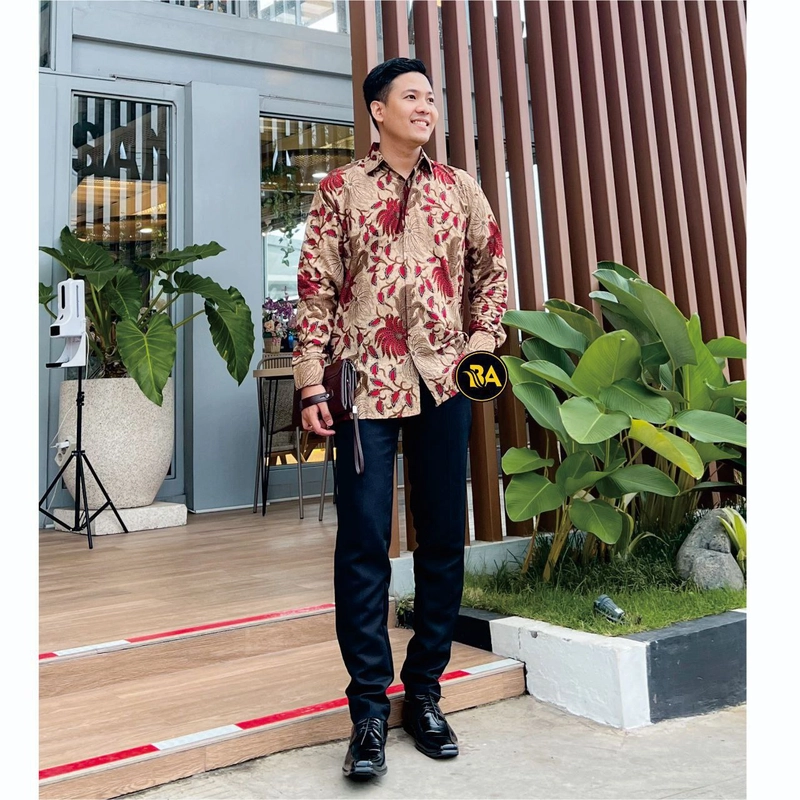 Product image Batik Alfin - Baju atasan muslim couple kemejan dan tunik model kekinian terbaru M Kemejan-coklat