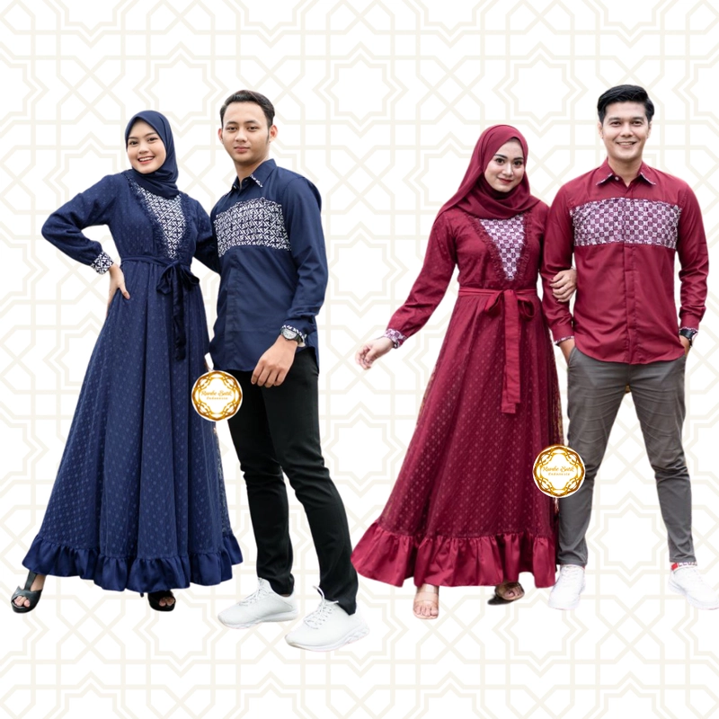 Product image New Variasi - Couple Gamis Ayuma BEST SELLER - Bisa Beli Pisah Kemeja Saja Size M Merah