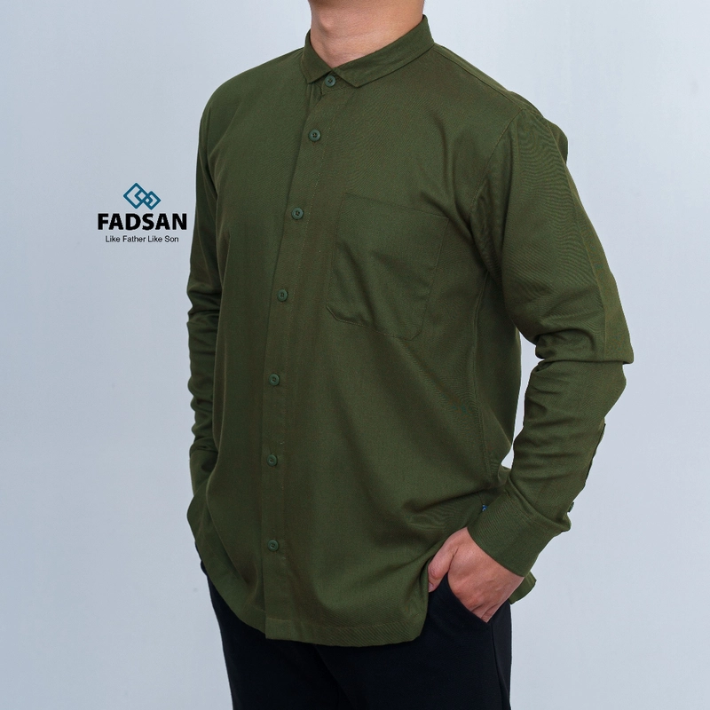 Product image FADSAN - Baju Koko Polos Lengan Panjang Ayah Anak Warna Moss - Veezy Seeries SIZE ANAK S VEEZY MOSS