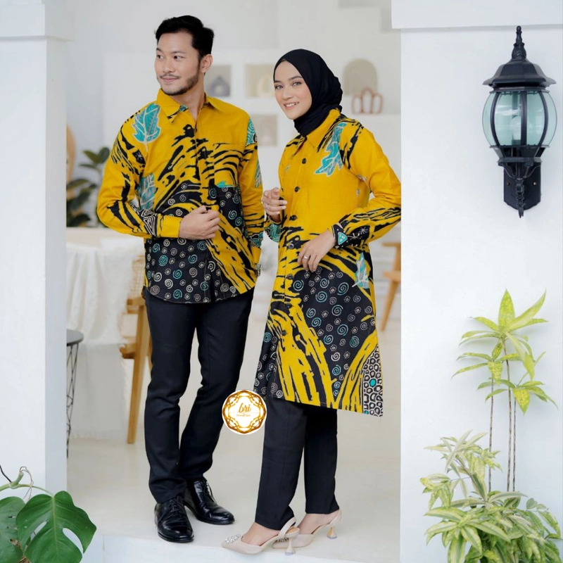 Product image Rambe Batik Indonesia - Couple Tunik Aprilia Terbaru Modern dan Exclusive Kemeja Saja Size M Aprilia