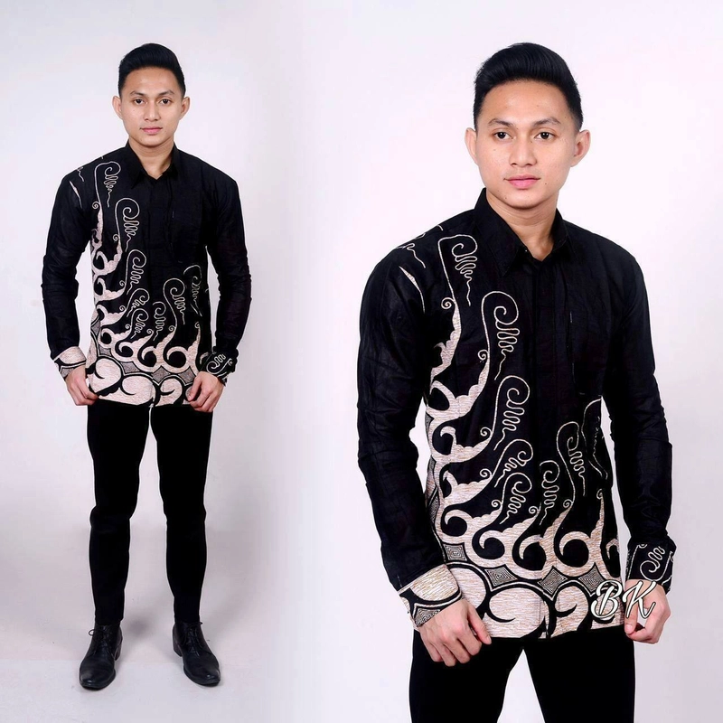 Product image Batik Alfin - Kemejan pria batik motif Seno keren banget M Hitam