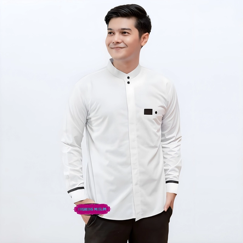 Product image Kois Batik - Baju muslim dewasa lengan panjang bagus simpel keren M Putih