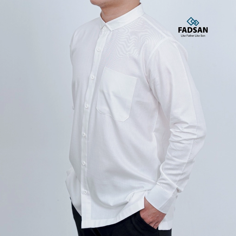 Product image FADSAN - Kemeja Koko Polos Lengan Panjang Ayah dan Anak Warna Bone - Veezy Series SIZE ANAK XS VEEZY BONE
