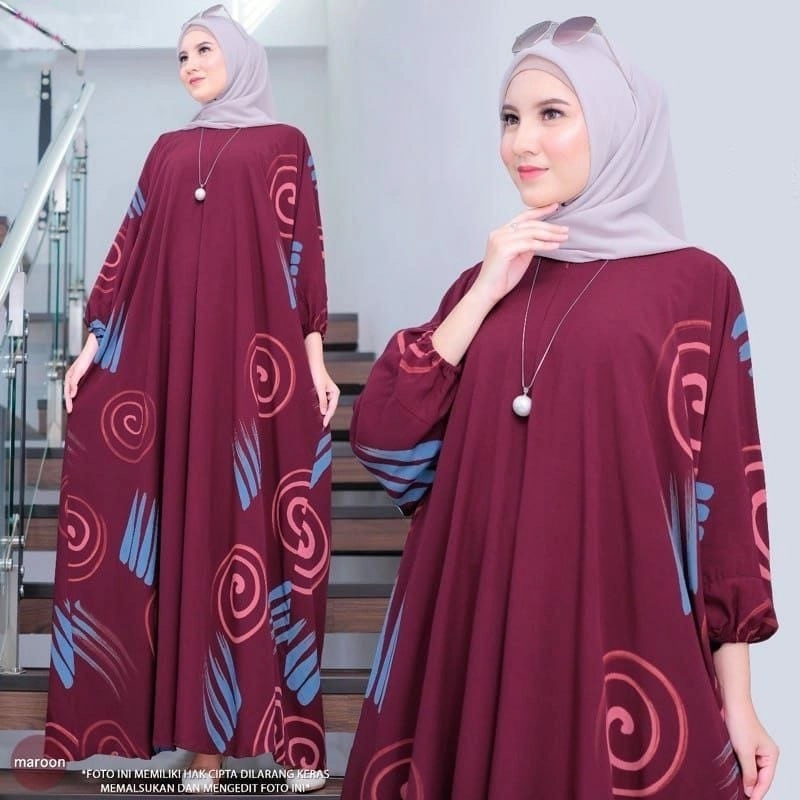 Product image Batik Ayodha - GAMIS KAFTAN CLAUDYA 2 ALLSIZE JUMBO ALLSIZE Maroon