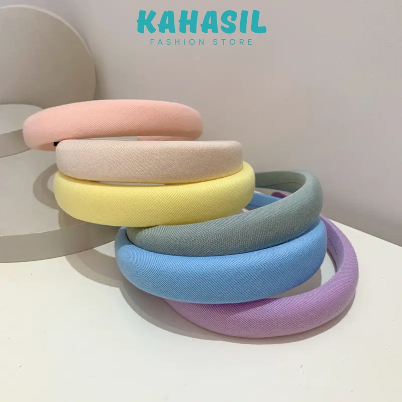 Product image KAHASIL - Bando Bandana Headband Aksesoris Rambut Kain Busa Tebal Polos Empuk KMJ240 all variant OFF WHITE