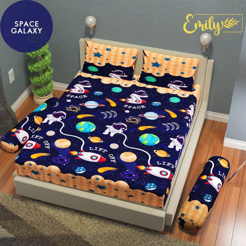 Product image Galeripuko - Space Galaxy - Sprei Katun Ukuran 120 Kasur Single 120 Space Galaxy [PO 3 hari Kerja]