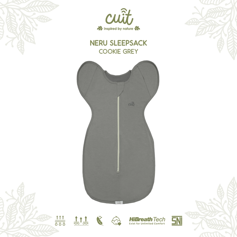 Product image Kintakun Baby - [WARNA BARU] Kantong Tidur Bayi Bedong Bayi Instan Lengan Flexible Neru 0 - 6 Bulan 0-6 Bulan Cookie Grey
