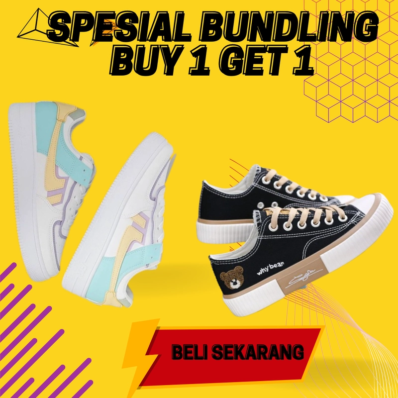 Product image LUXIA - Promo Buy 1 Get 1 Sepatu Kets Sneaker Wanita LBY-03 & LWB-02 36 HITAM & TOSKA