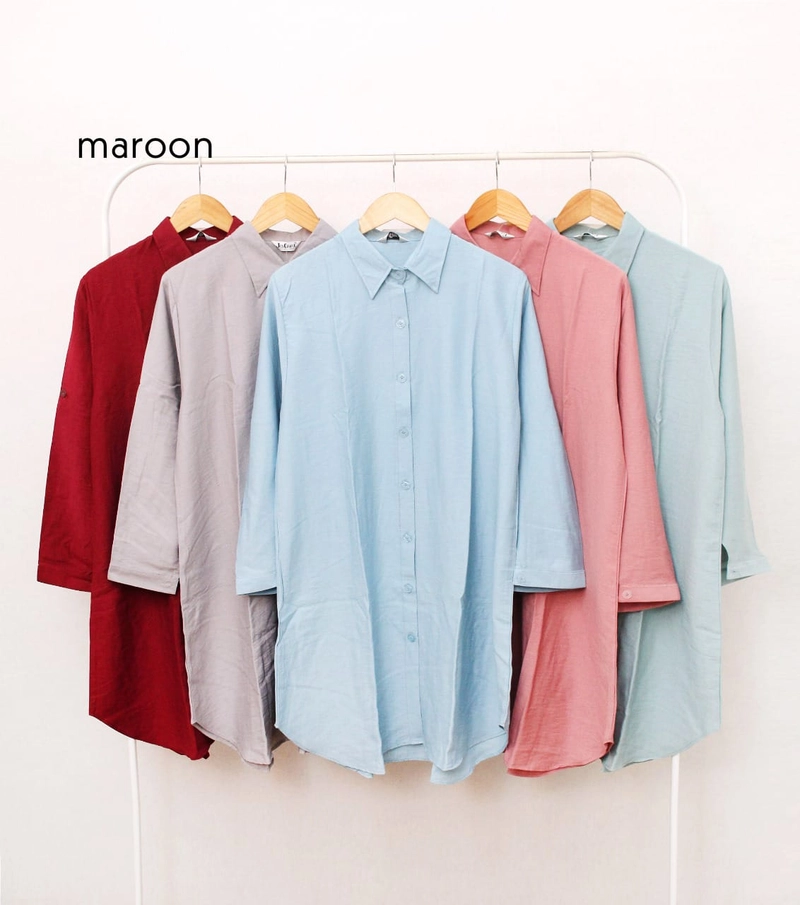 Product image Giat Makmur [TA] - Tunik Kemeja Polos Cantik Premium Jumbo Maroon