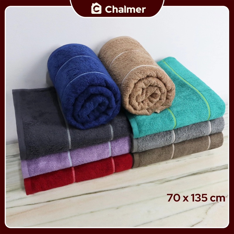 Product image Handuk Mandi Dewasa Chalmer 70 X 135 Cm Handuk Motif Stripe 70 X 135 Cm Maroon