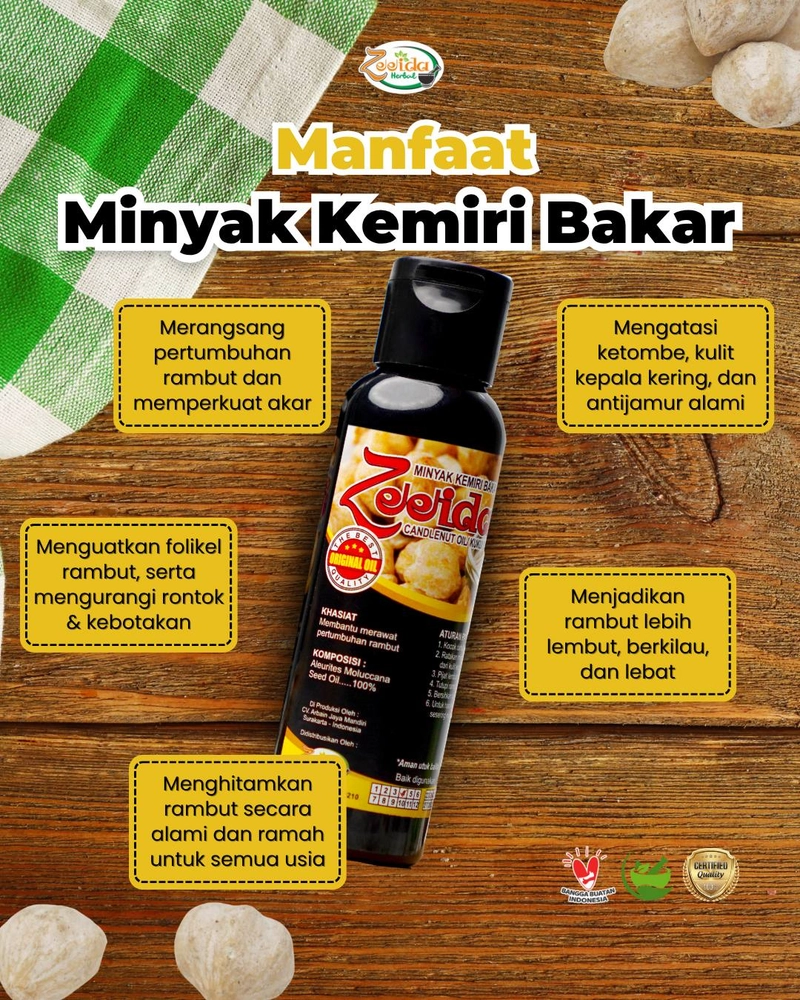 Product image Zeeida Herbal - Minyak Kemiri Bakar Murni Asli Penumbuh Rambut Melebatkan Alis Penghitam Rambut Minyak Minyak Kemiri Bakar
