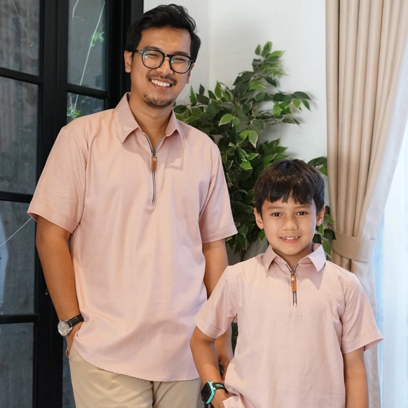 Product image FADSAN - Baju Bergaya Casual Polos Ayah dan Anak Warna Dusty Pink - Khan Series SIZE ANAK XS KHAN DUSTY PINK