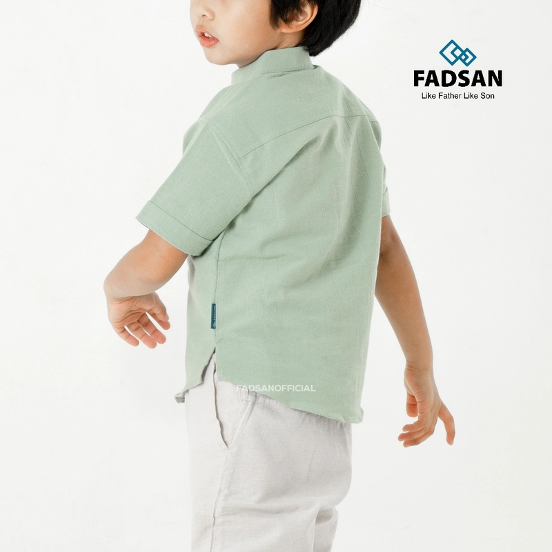 Product image FADSAN - Kemeja Semi Formal Polos Ayah dan Anak Lengan Pendek Warna Mint - Tufy Series SIZE BAYI NO.1 TUFY MINT