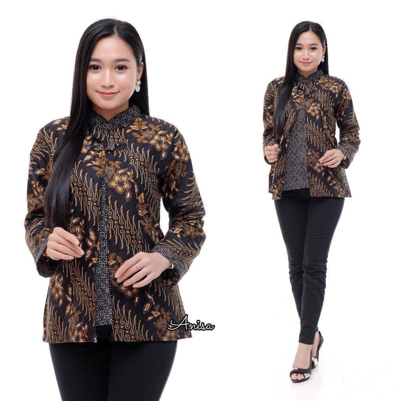 Product image MARCO - Baju Batik Wanita Modern Kantoran Kekinian Monalisa Genes Asli Pekalongan L Bolero Seno Djarum