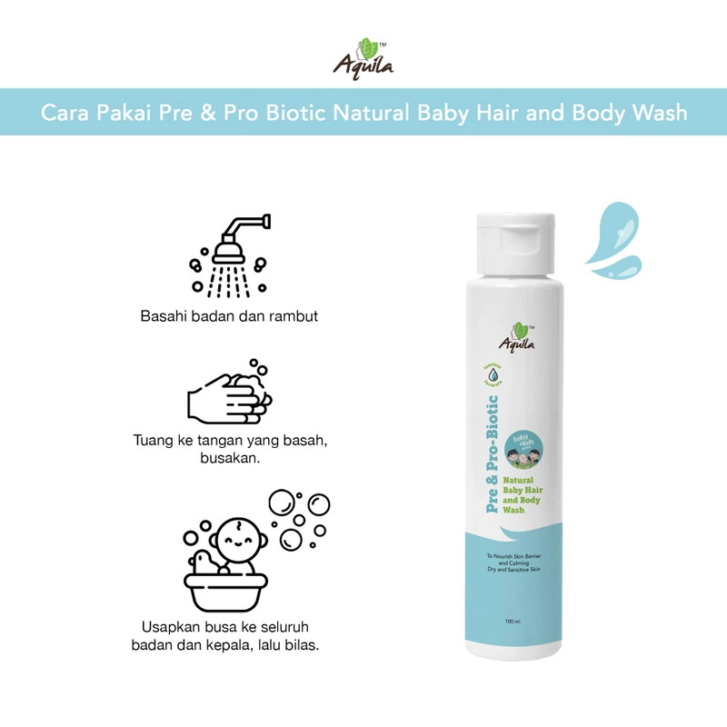 Product image Aquila Pre & Pro Biotic Hair and Body Wash/Sangat Cocok Untuk Kulit Sensitif/Sabun Pembersih Bayi 100ml all skin type