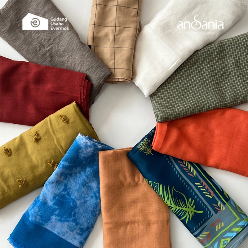 Product image Gudang Usaha Evermos - [KB] Kerudung Segi Empat Ansania Allsize Random
