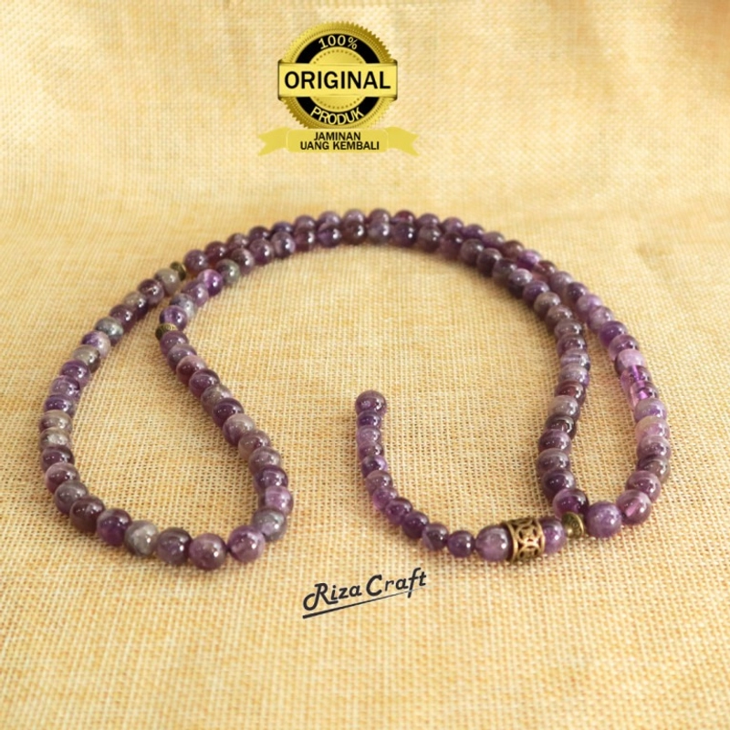 Product image Riza Craft - Tasbih Batu Akik Kecubung Ungu ASLI Original 99 Butir 99 Butir Ametis