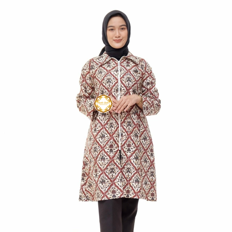 Product image Tunik Zipper - Batik Wanita Unggul Jaya Bahan Halus Tebal dan Anti Luntur - TU3 M TP1