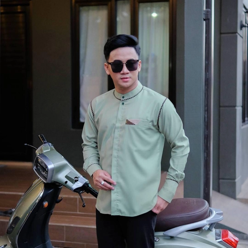 Product image Kois Batik - Baju koko muslim pria dewasa baru motif gading keren simpel M Gading sage