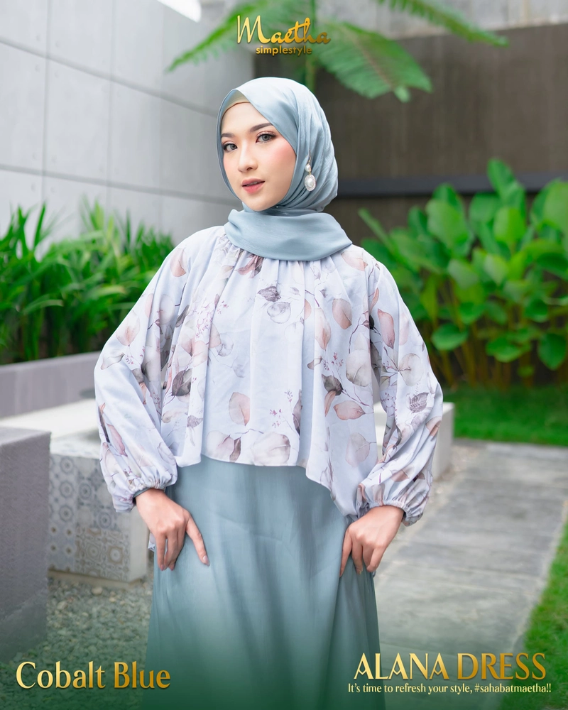 Product image Dress Gamis Motif Set Inner Outer 2 in 1 Alana Series XS Cobalt Blue