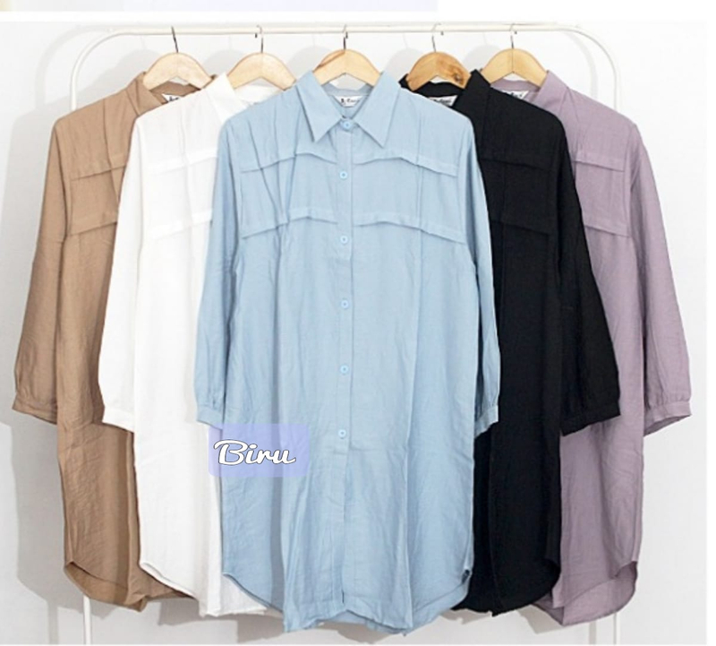 Product image Giat Makmur [TA] - Tunik Kemeja Polos Katun Polo Linen Premium Allsize Biru