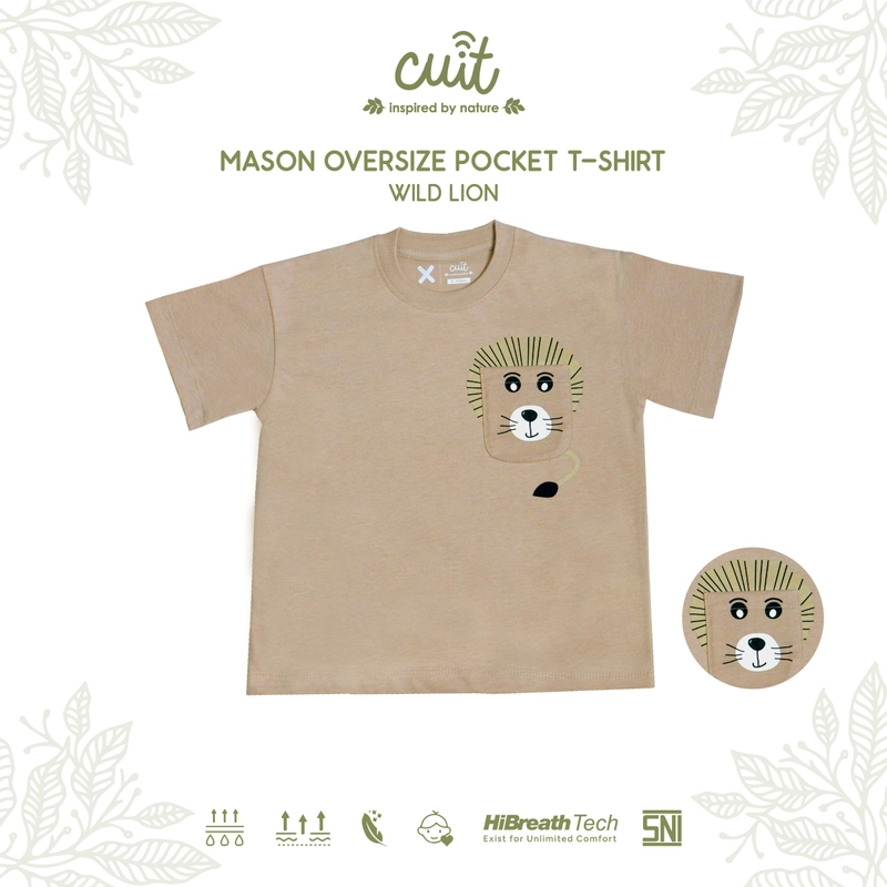 Product image Kintakun Baby - KINTAKUN BABY X CUIT Mason Kaos Tangan Pendek Oversize Pocket T-Shirt Anak 1 - 6 Tah XXL (5-6 Tahun) Wild Lion