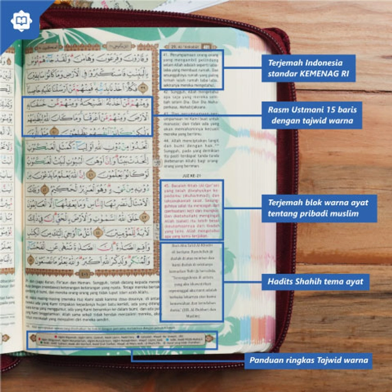 Product image Halim Quran - QURAN MUSLIMAH TERJEMAH DAN TAJWID SAMARA AGENDA AL-QURAN CANTIK DAN UNIK A6 Biru