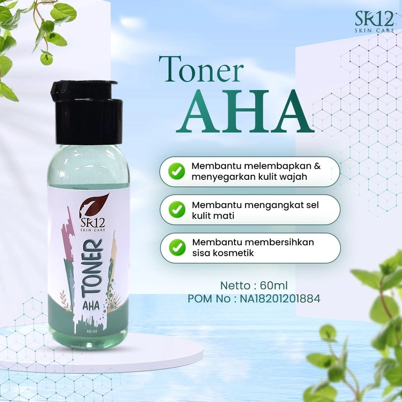 Product image SR12 Toner AHA Toner Eksfoliasi Kulit Kering Dan Memudarkan Flek Hitam 60 ml Toner AHA