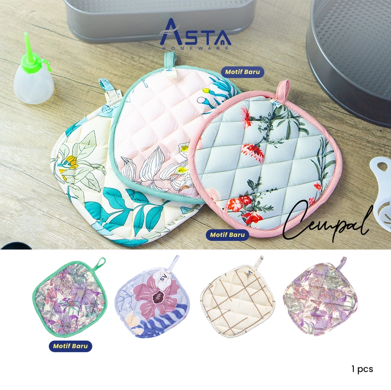 Product image Asta Cempal Anti Panas Tebal Pelindung Tangan Busa Katun Premium Motif Oval Flower Purple