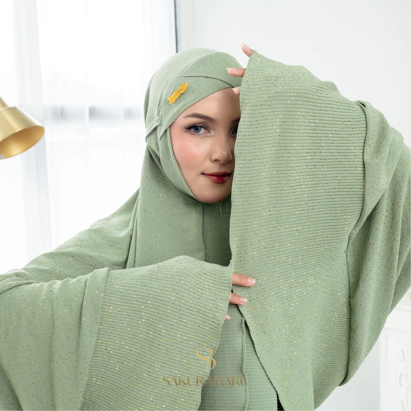 Product image Sakura Baru - [Eksklusif Launching] Mukena Hulya Diamond Mukena Dewasa Crinkle All Size Hijau