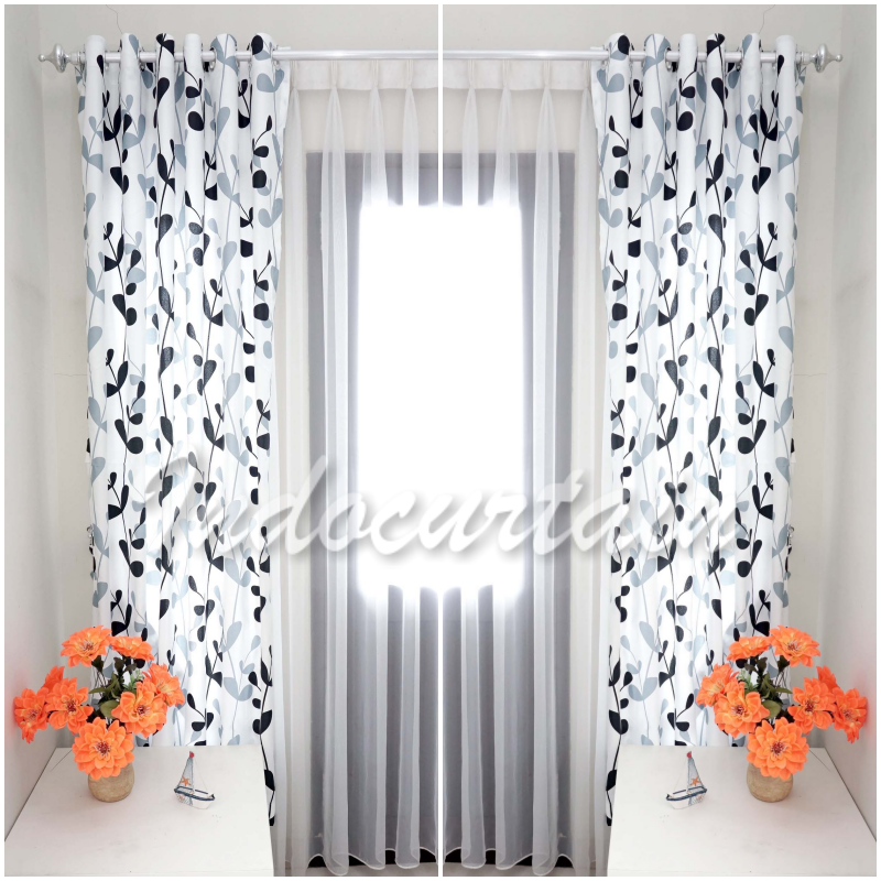 Product image Indocurtain - Gorden Jendela Katun Minimalis Smokring Montero Series Tinggi 150cm Montero Abu