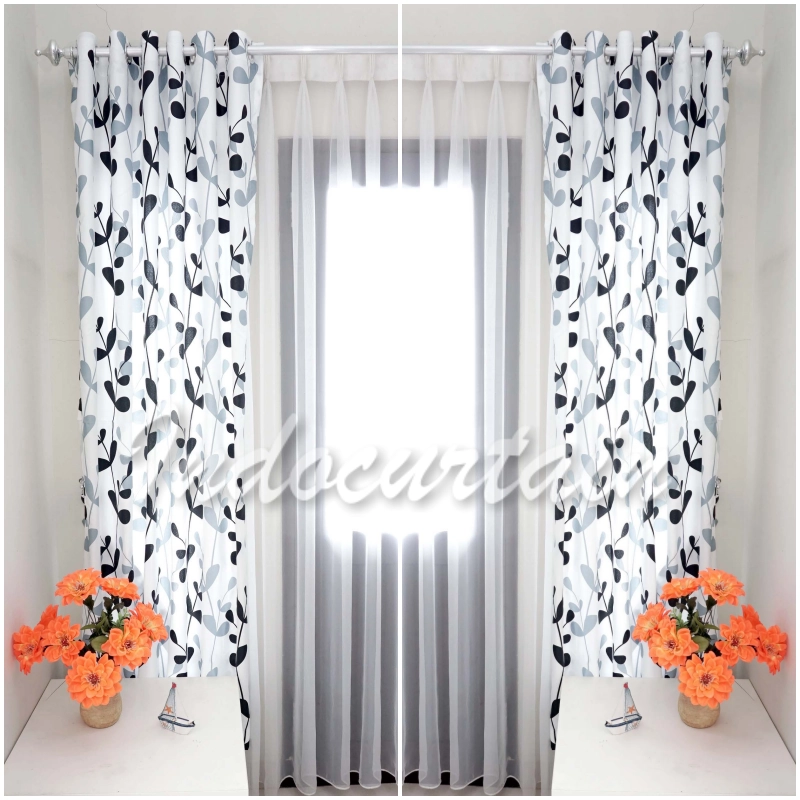 Product image Indocurtain - Gorden Jendela Katun Minimalis Smokring Montero Series Tinggi 150cm Montero Abu