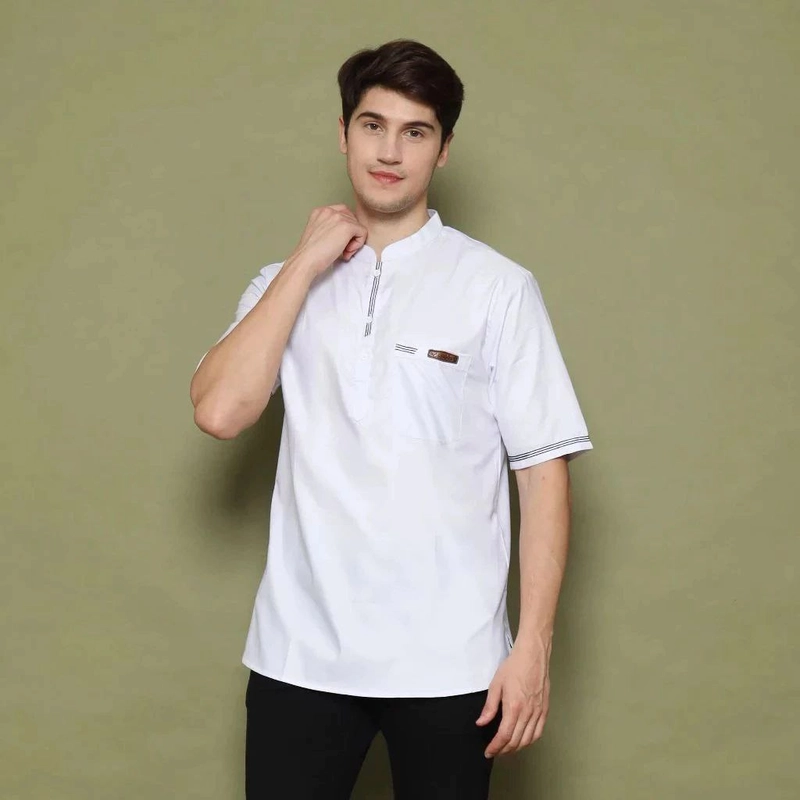 Product image Kois Batik - Baju koko pria dewasa lengan pendek terbaru motif iyan M Koko iyan putih