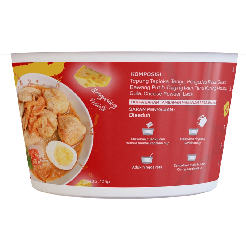 Product image Makanan RIngan Cuanki Cheese Cup Reguler 75gr Ayam Pedas Kuah Keju