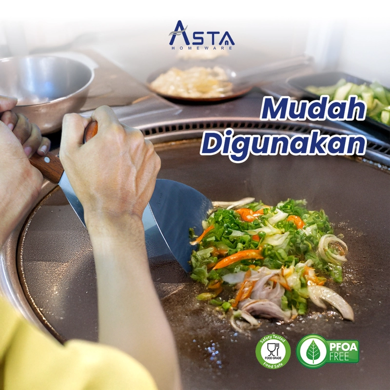 Product image Asta Spatula Kape Martabak Roti Pizza Stainless Asta Gagang Kayu Lebar 10 dan 12 cm Size Medium