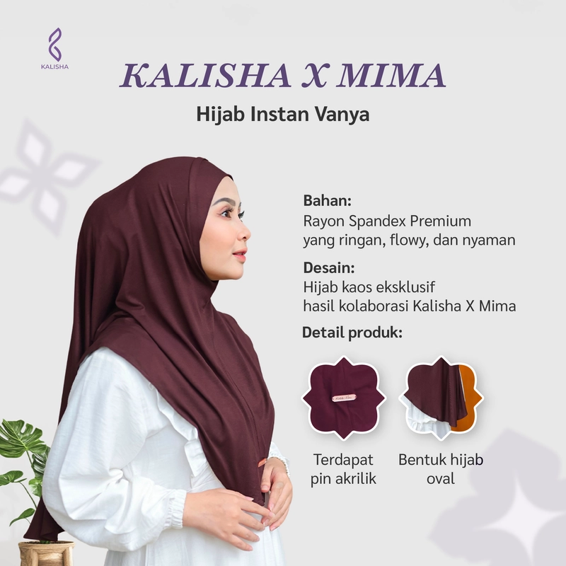 Product image Kalisha official - KALISHA X MIMA -Jilbab Instan Kaos Rayon Vanya Size L Candy pink