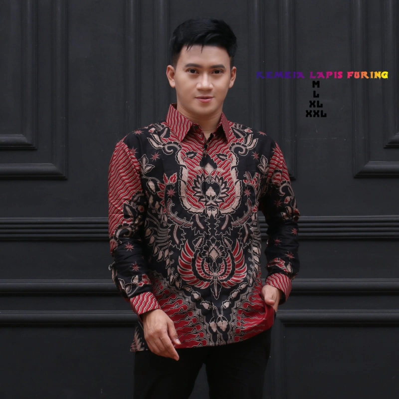Product image Khisna collection - Kemeja kondangan atau kantor berlapis furing M Merah kombinasi