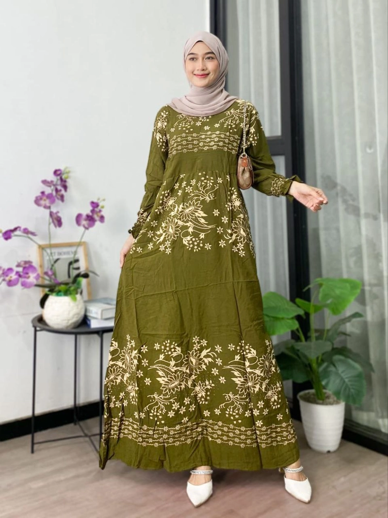 Product image Batik Ayodha - GAMIS BINTAN ALLSIZE JUMBO LD 120CM Allsize Hijau Pupus