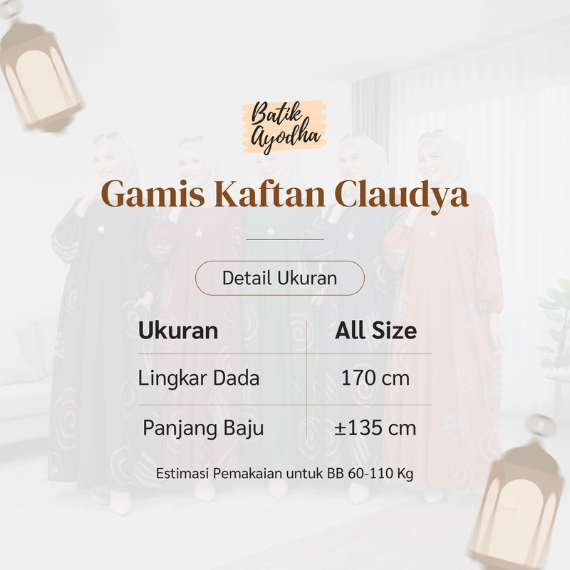 Product image Batik Ayodha - GAMIS KAFTAN CLAUDYA 2 ALLSIZE JUMBO ALLSIZE Maroon