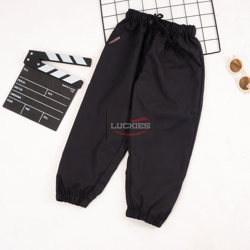 Product image Celana Jogger Anak Usia 1-15 Thn Pinggang Karet dengan Tali Pinggang Warna Hitam Abu Navy 10 Hitam