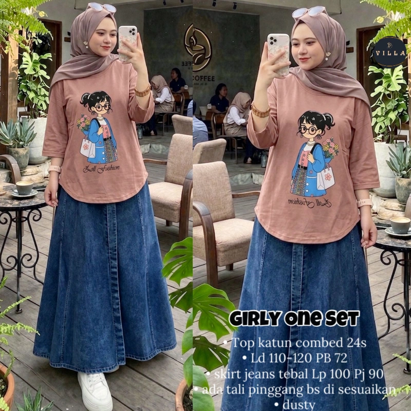 Product image Griya Busanaku Solo - Set rok perempuan / Key - Girly One set Wanita by Villa All Size Girly - dusty